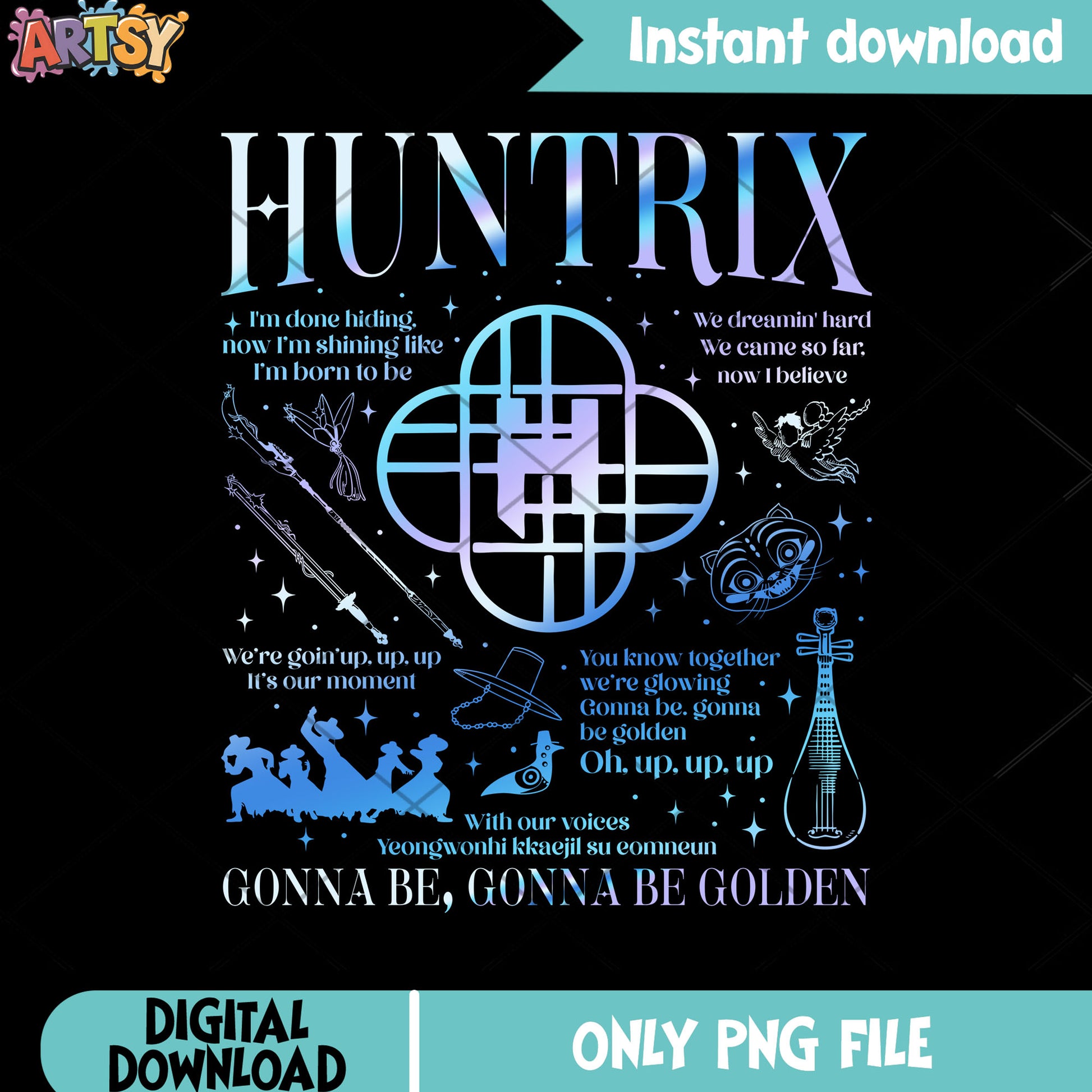 Huntrix gonna be golden png, huntrix golden png, kpop hunters png