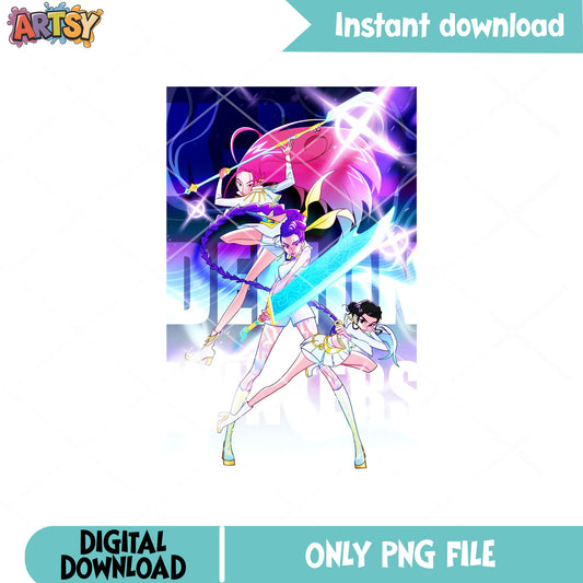 Huntrix hunters perform png, huntrix movie png, huntrix girl png
