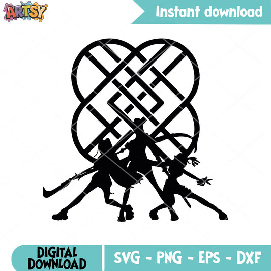 Huntrix hunters silhouette svg, huntrix netflix svg, huntrix movie svg