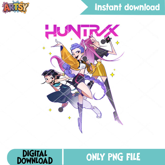 Huntrix kpop perform png, huntrix movie png, huntrix girl png