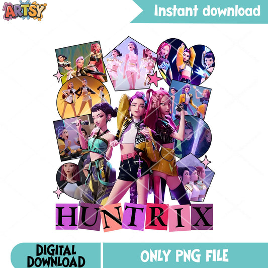 Huntrix kpop png, kpop demon hunter png, rumi mira zoey png
