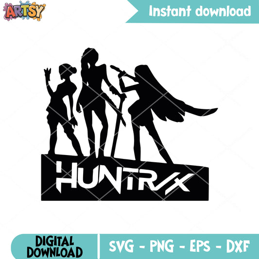 Huntrix kpop silhouette svg, huntrix kpop svg, huntrix netflix svg