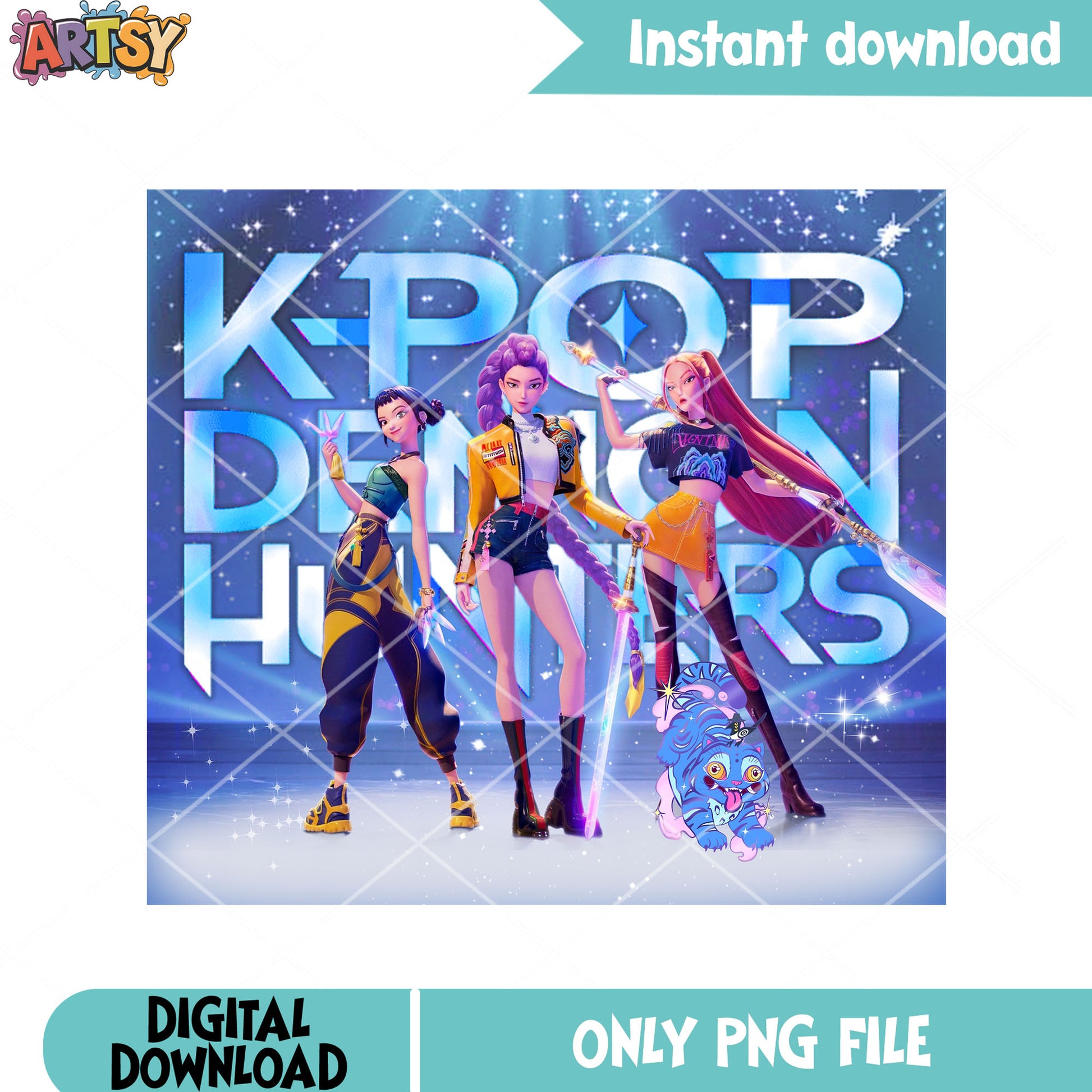 Huntrix on the stage png, kpop demon hunters png, derpy tiger png