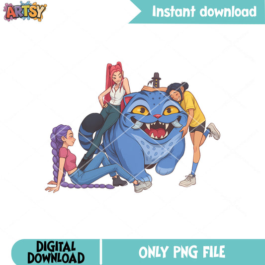 Huntrix play with derpy png, derpy huntrix png, derpy tiger png