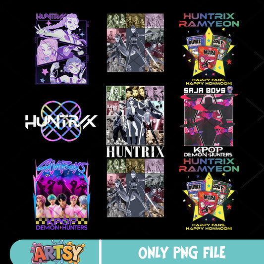 Huntrix saja boys design png bundle, huntrix movie png, saja boys png