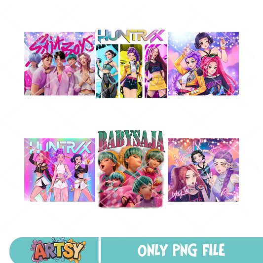 Huntrix saja boys png tumbler, saja boys png, huntrix members​ png