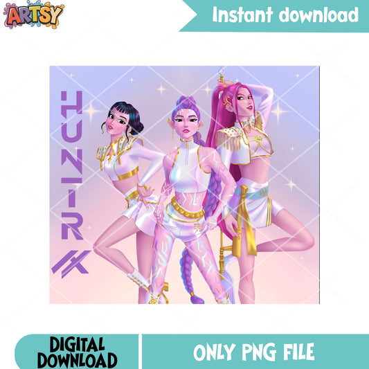 Huntrix shinning outfit png, demon hunters kpop png, huntrix kpop png