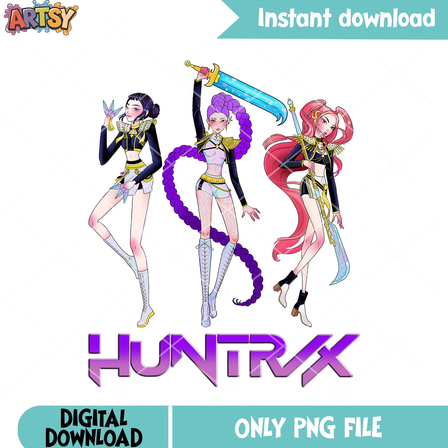 Huntrix soldier go through png, rumi huntrix png, huntrix movie png