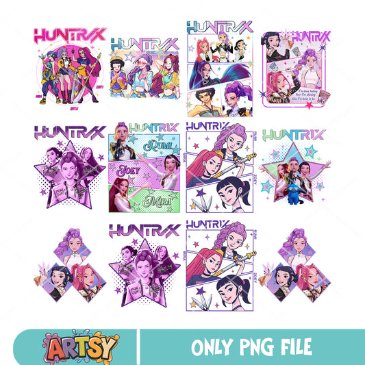 Huntrix stars bundle png, huntrix movie​ png, huntrix singers​​ png