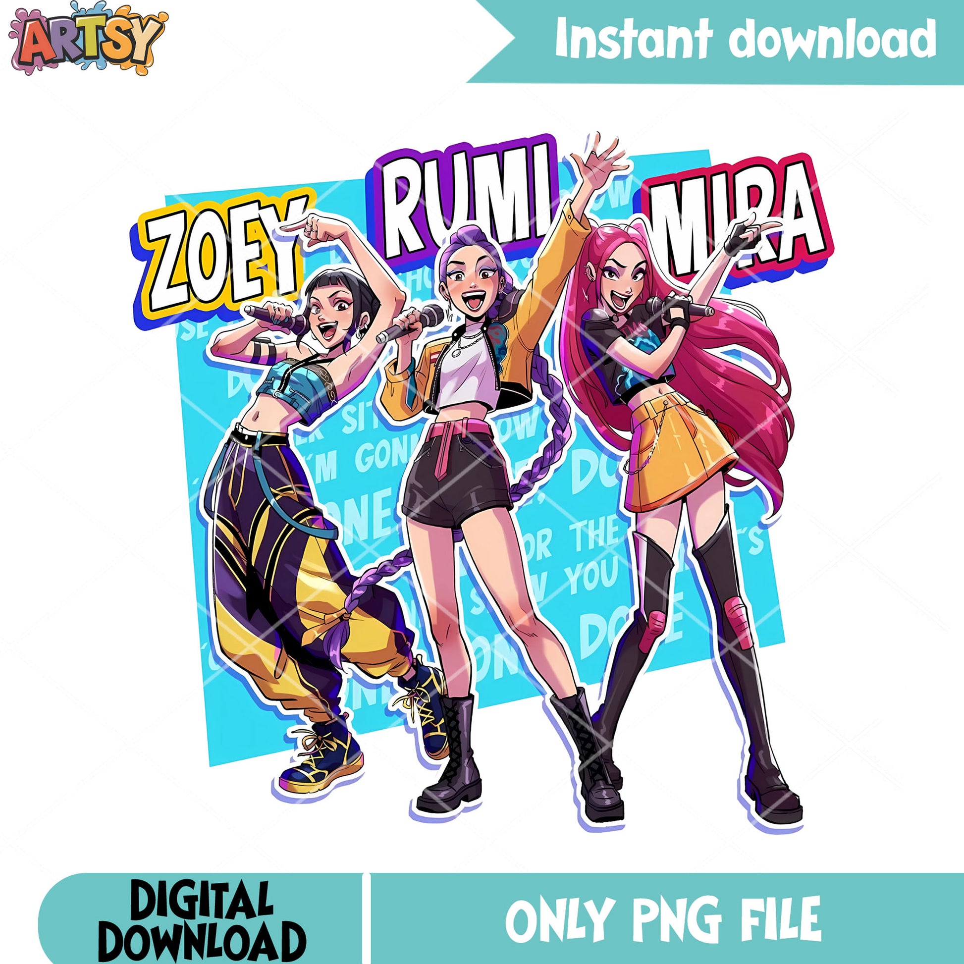 Huntrix team member png, huntrix movie png, demon hunters kpop png