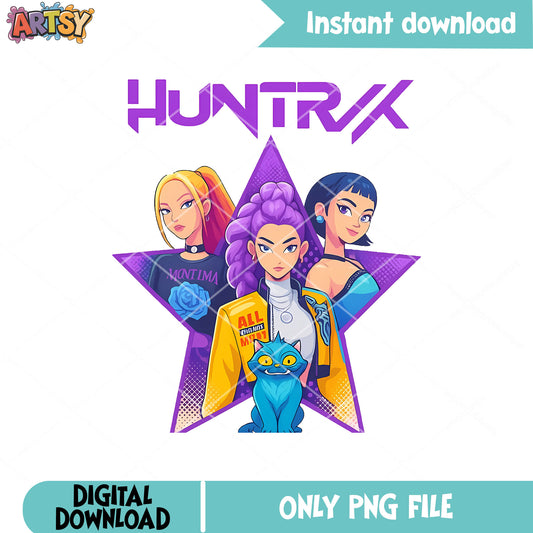 Huntrix the slay star png, huntrix girl png, huntrix band png