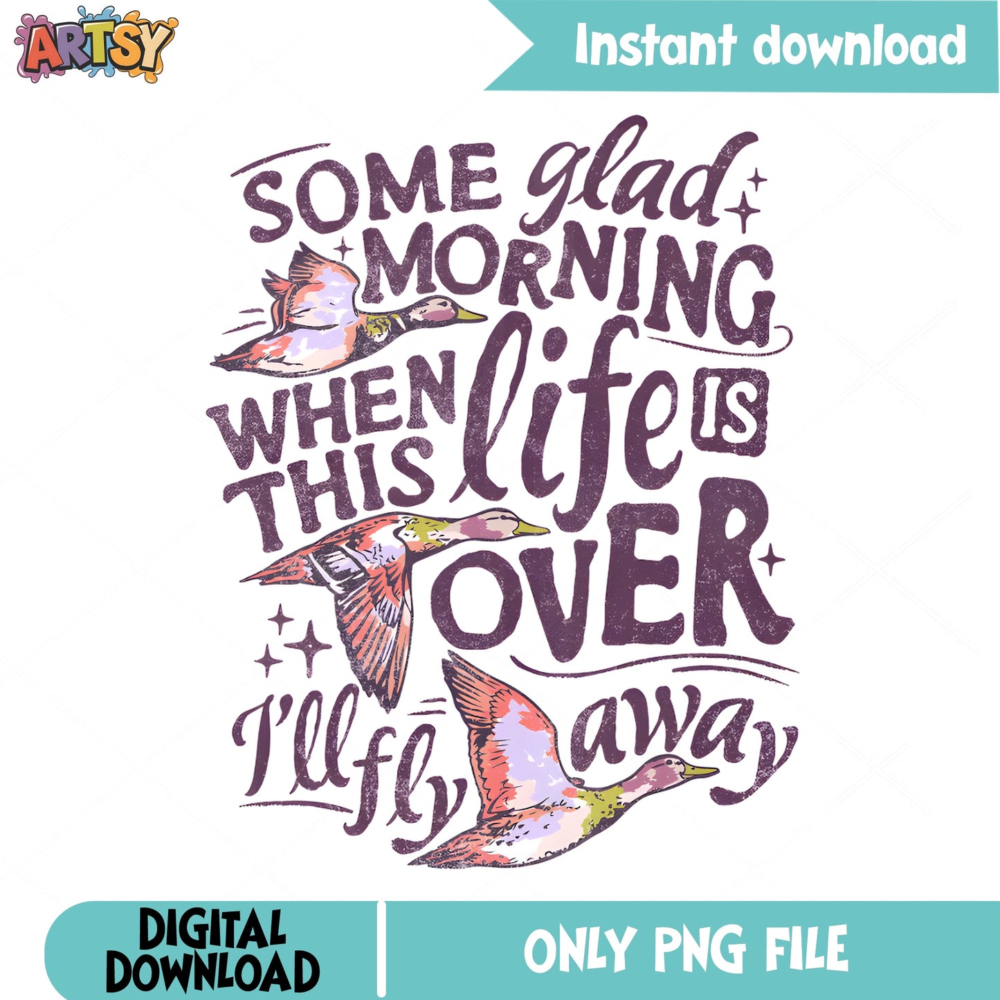 I'll Fly Away PNG, Christian Song Quote PNG, Faith Duck PNG