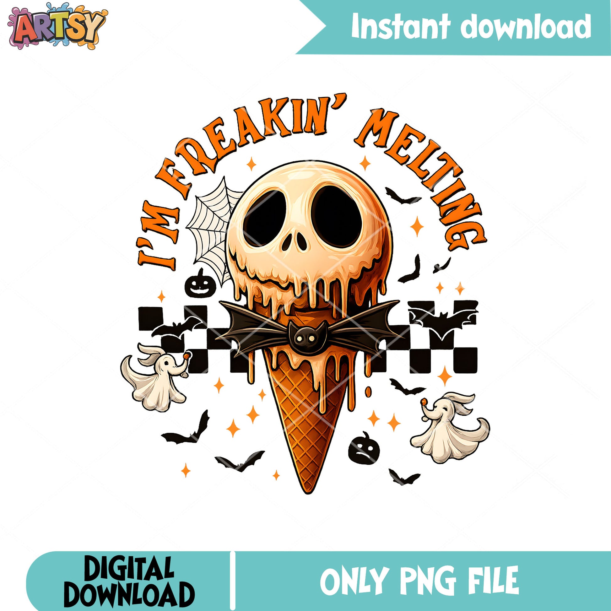Ice cream melting jack png, freaked melt​ png, jack skellington png