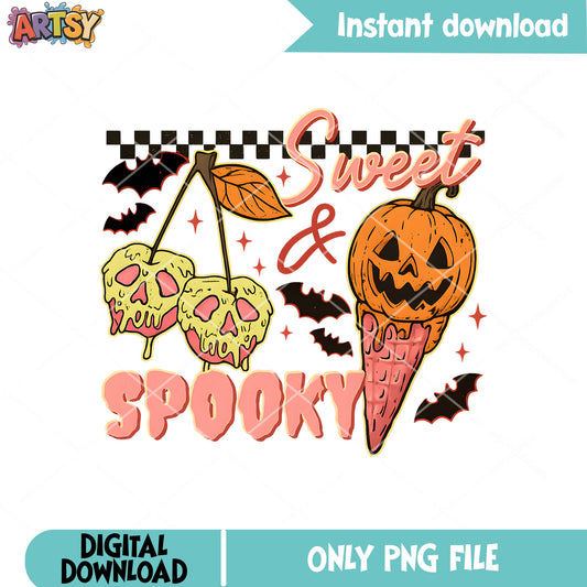 Ice cream spooky png, halloween pumpkin png, sweet spooky​ png