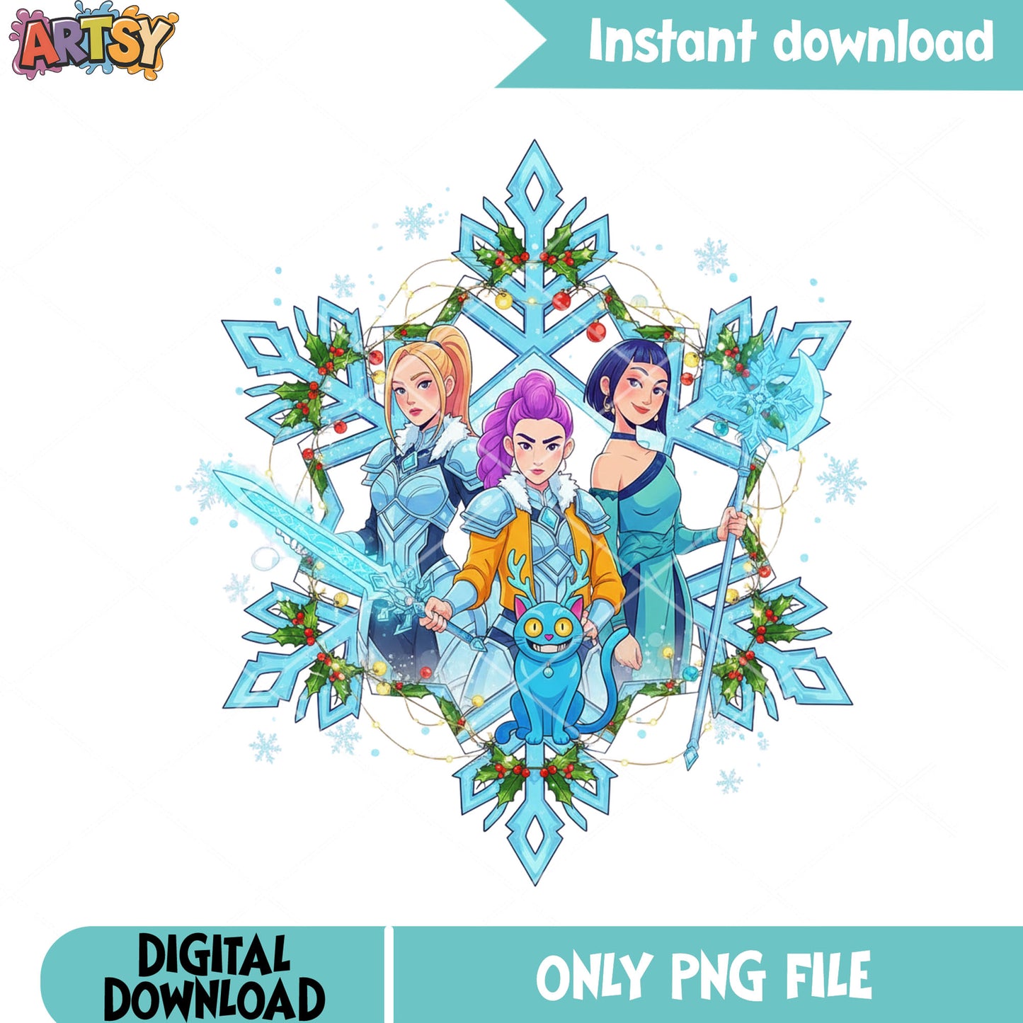 Ice huntrix christmas png, rumi huntrix png, kpop demon hunters png