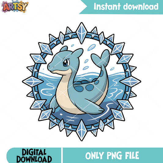 Ice water type dinosaur poster png, pokemon lapras png, pokemon png
