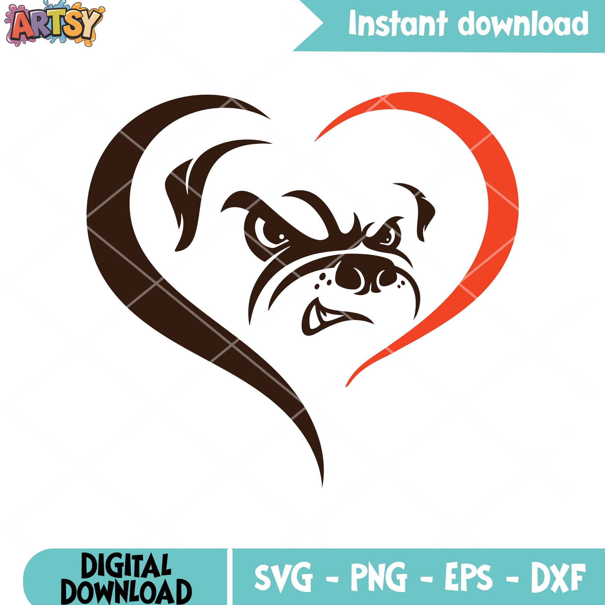 Icon heart cleveland browns svg, nfl teams svg, bulldog svg