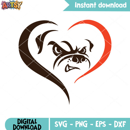 Icon heart cleveland browns svg, nfl teams svg, bulldog svg