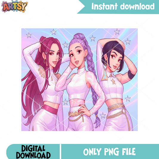 Idols super star huntrix png, demon hunters kpop png, huntrix movie png