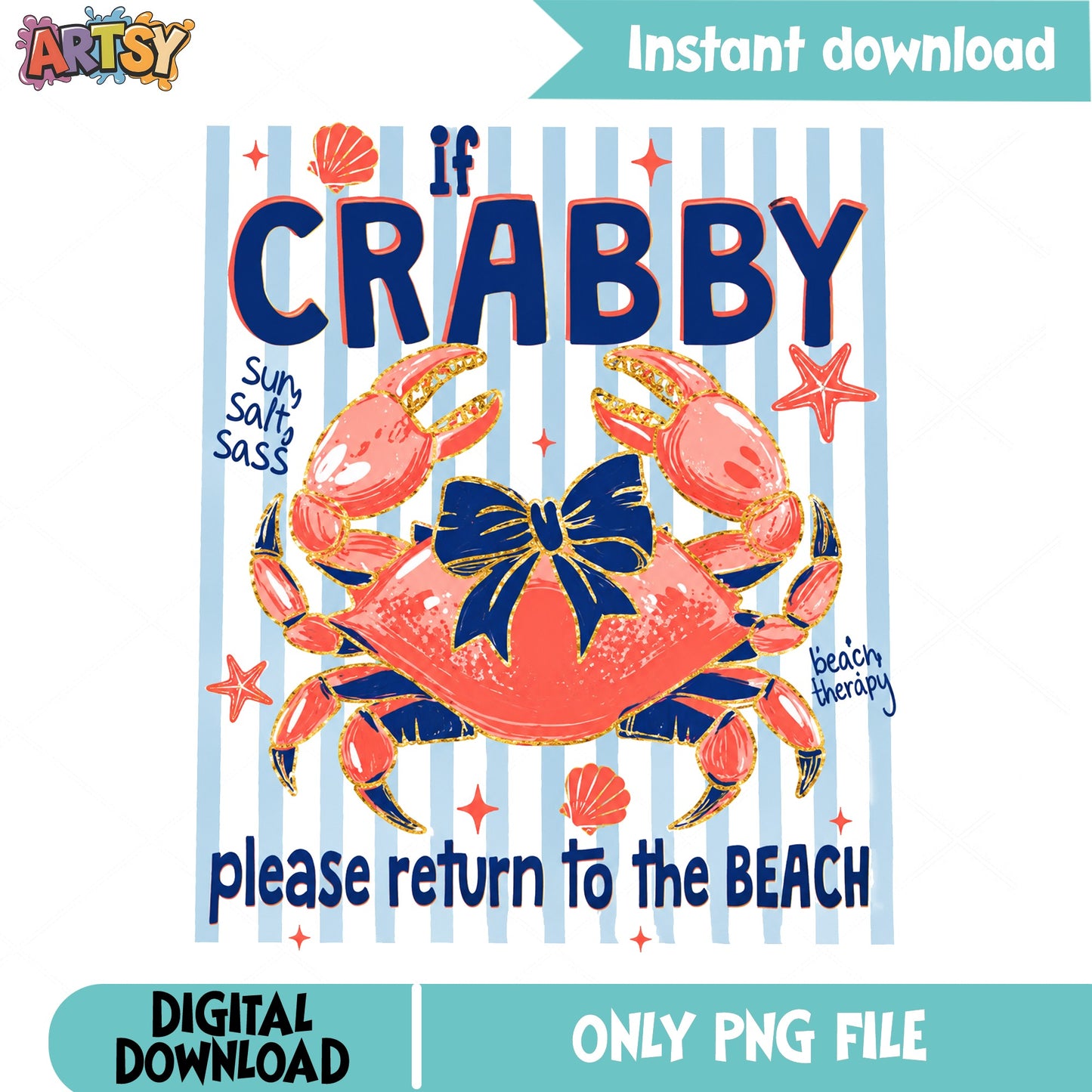 If Crabby Please Return To The Beach PNG, Crab Bow PNG, Summer Beach PNG