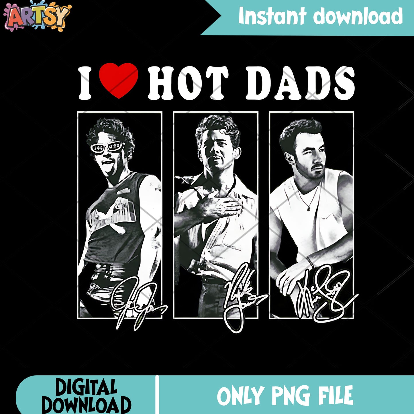 I love hot dad png, Jonas Brothers png, nick jonas png