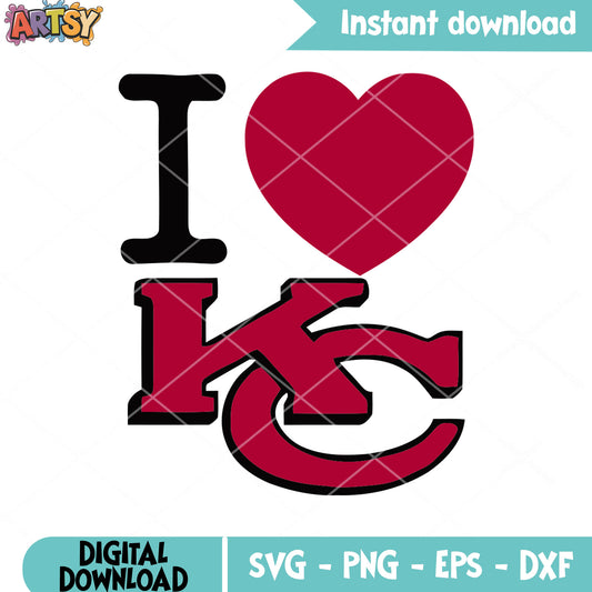 I love kansas city svg, chiefs​ svg, kc chiefs logo​ svg