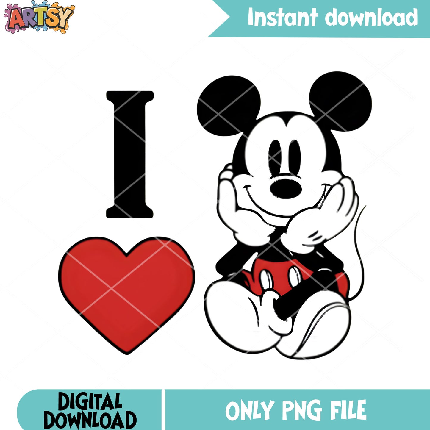 I love mickey png, mickey mouse png, disney valentines png