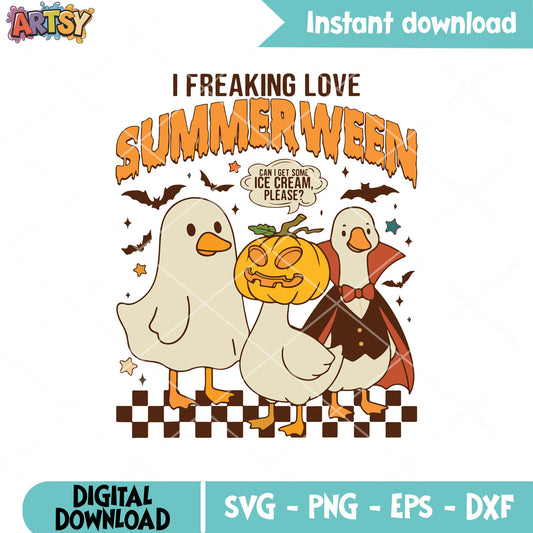 I love summer ween goose svg, halloween goose​ svg, summerween​ svg