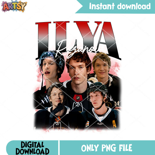 Ilya rasanov hockey player png, razanov team png, connor storrie png