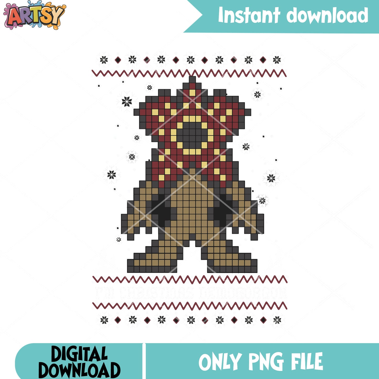 Im christmas demogorgon png, stranger things png, christmas poster png