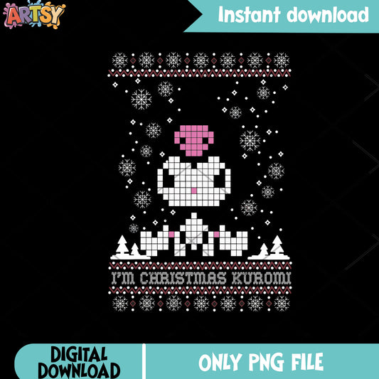 Im christmas kuromi png, sanrio kuromi png, christmas poster png