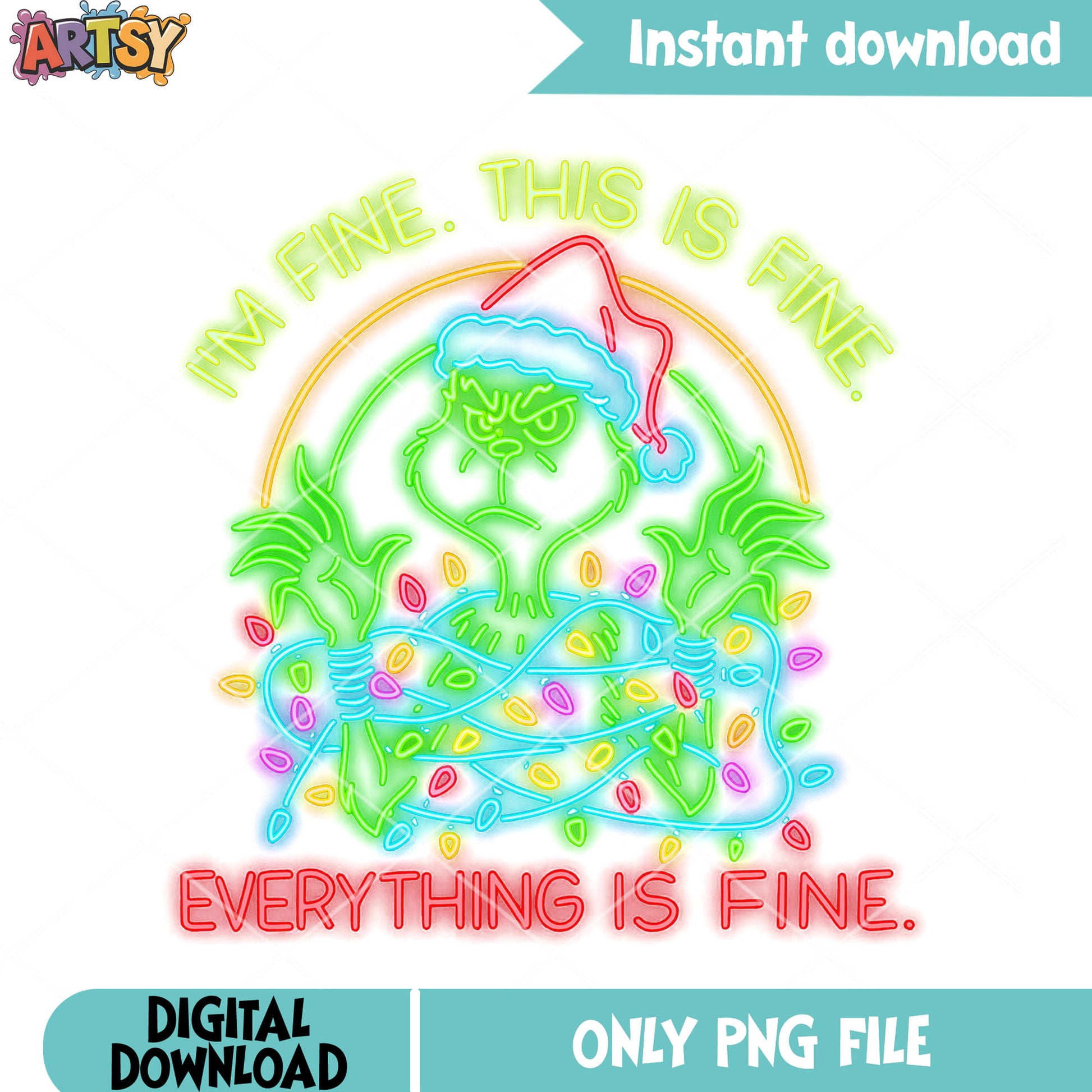 Im fine this is fine everything is fine png, merry xmas png, grinch png