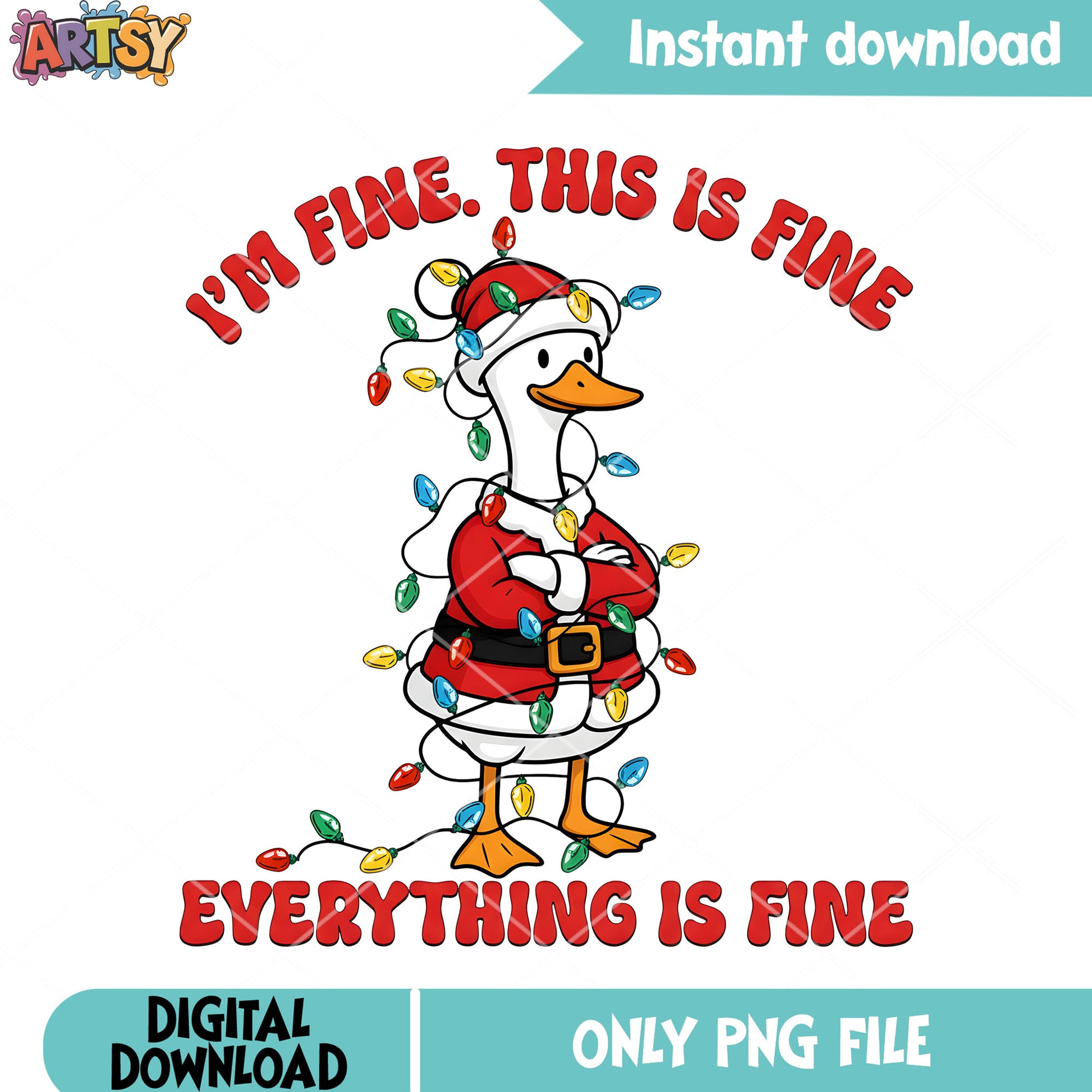 Im fine this is fine everything is fine png, santa claus costume png
