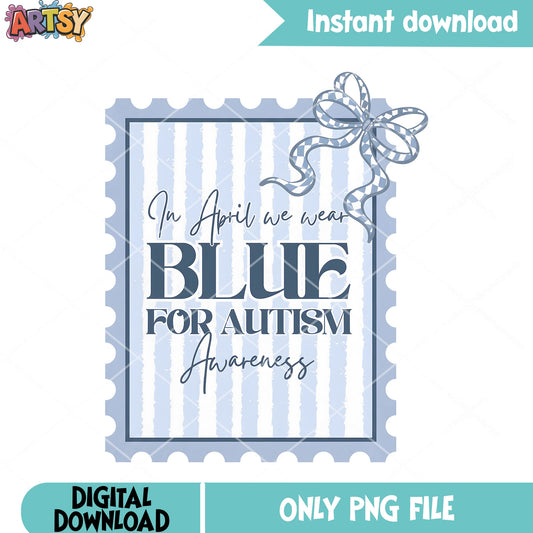 In april we wear blue for autism png, stamp collection png, baseball png