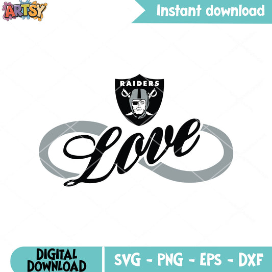 Infinity love for my football team raider svg, los angeles raiders​ svg