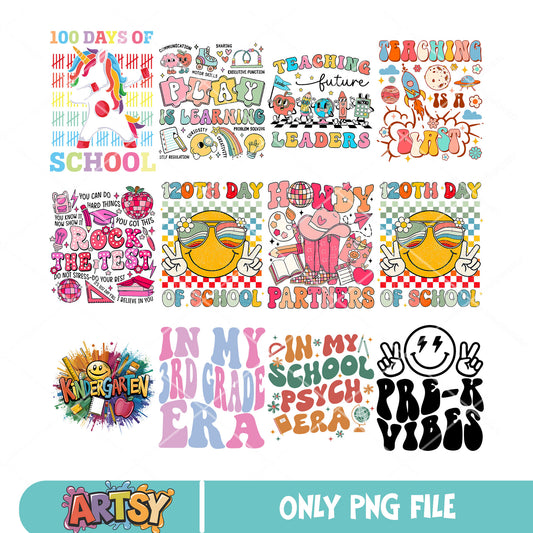 In my grade era png bundle, school vibes png, 100 days of school png