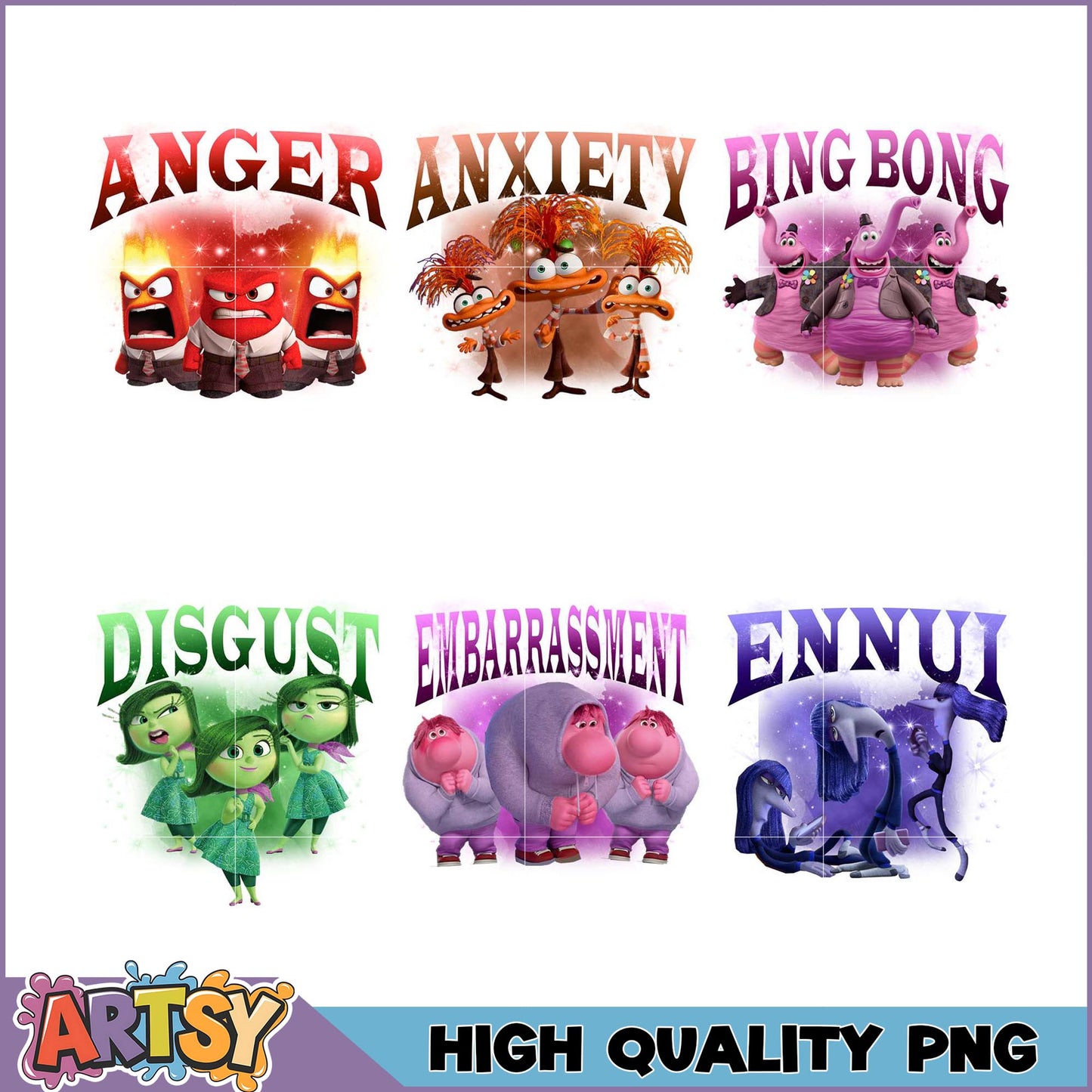 Inside Out Emotions PNG Bundle High Quality Sublimation