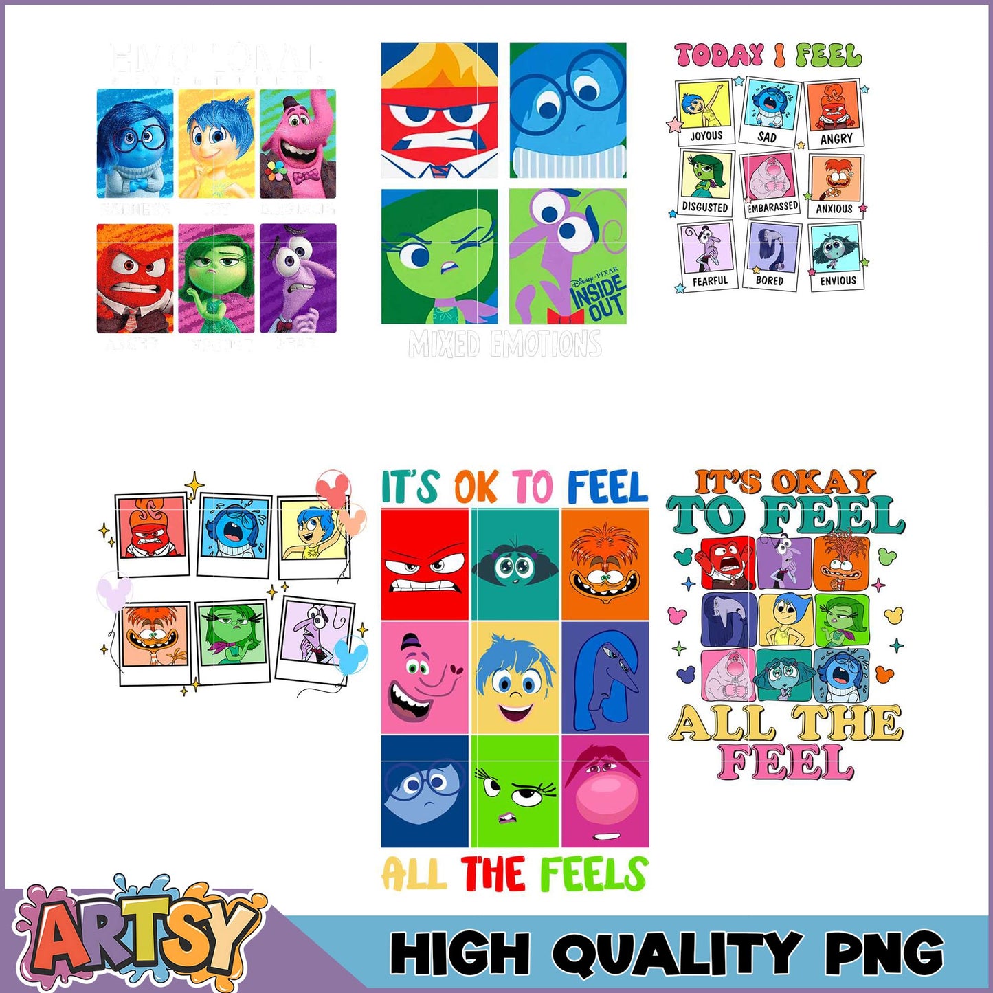 Inside Out PNG Bundle Emotions, High Quality