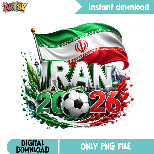 Iran 2026 World Cup PNG, Iran Soccer Flag PNG, Football PNG