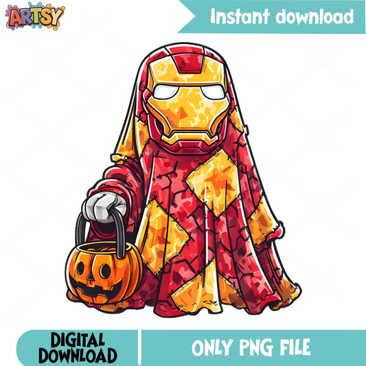 Iron Man Ghost Halloween PNG, Superhero Halloween PNG, Trick Or Treat PNG