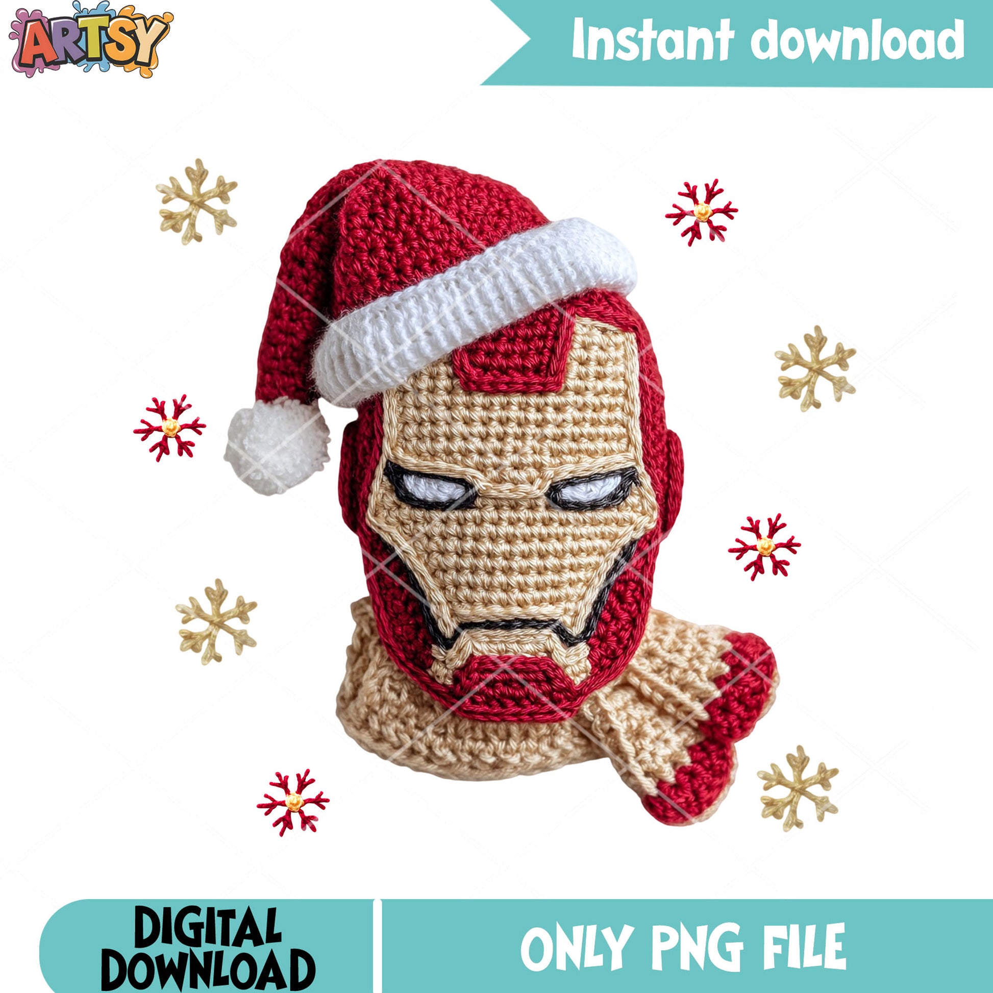 Iron man knitted christmas png, merry christmas png, marvel png