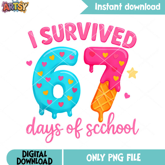 I survived ice cream of school png, six seven png, funny memes png