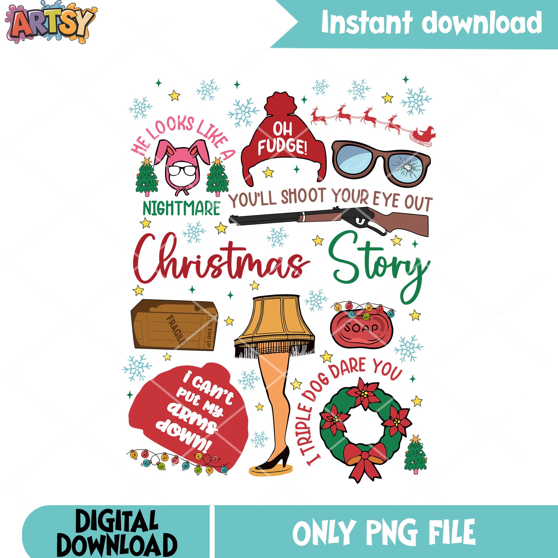 I tripple dogs  png, a story christmas png, christmas sweater png