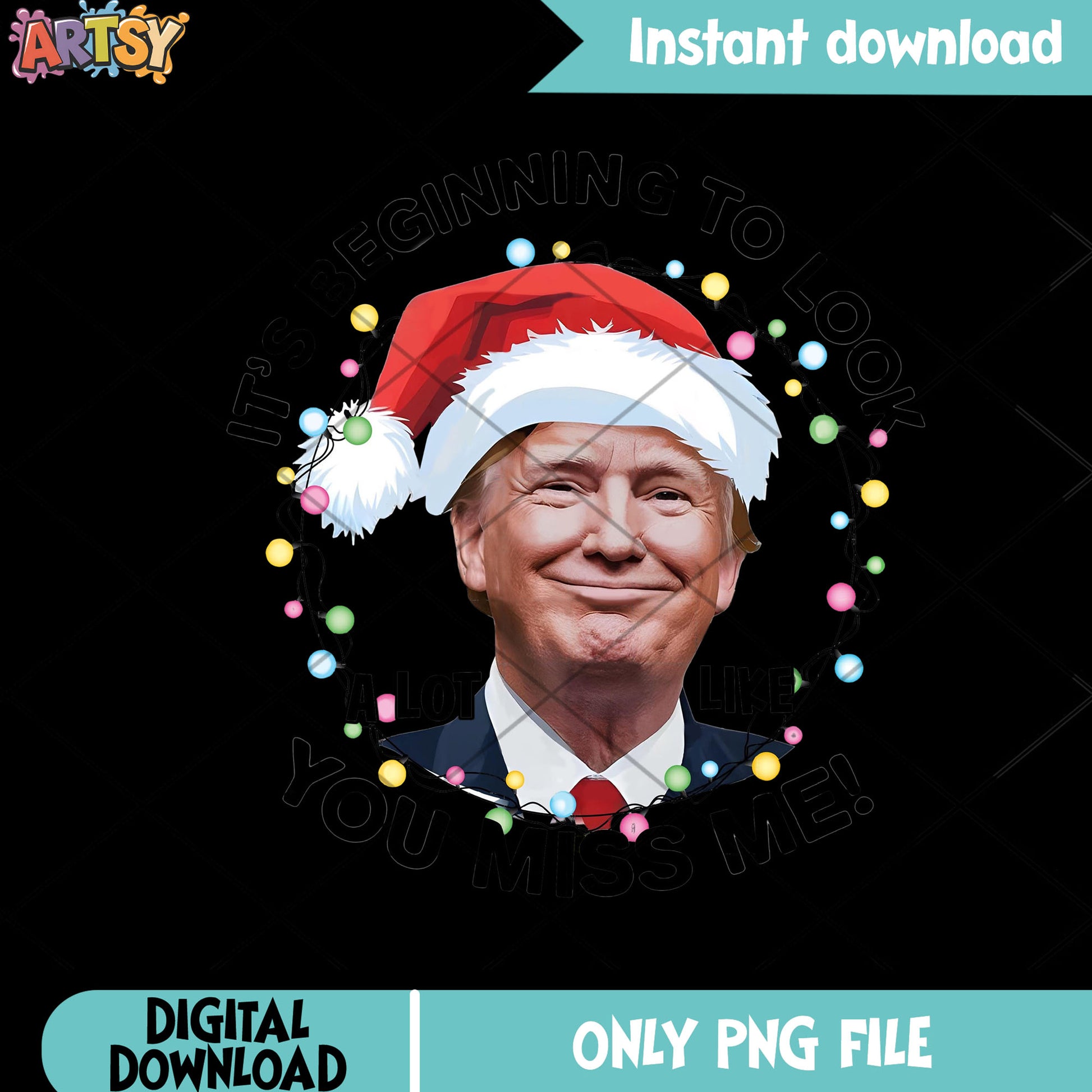 Its beginning look png, picture santa trump happy png, card cute png