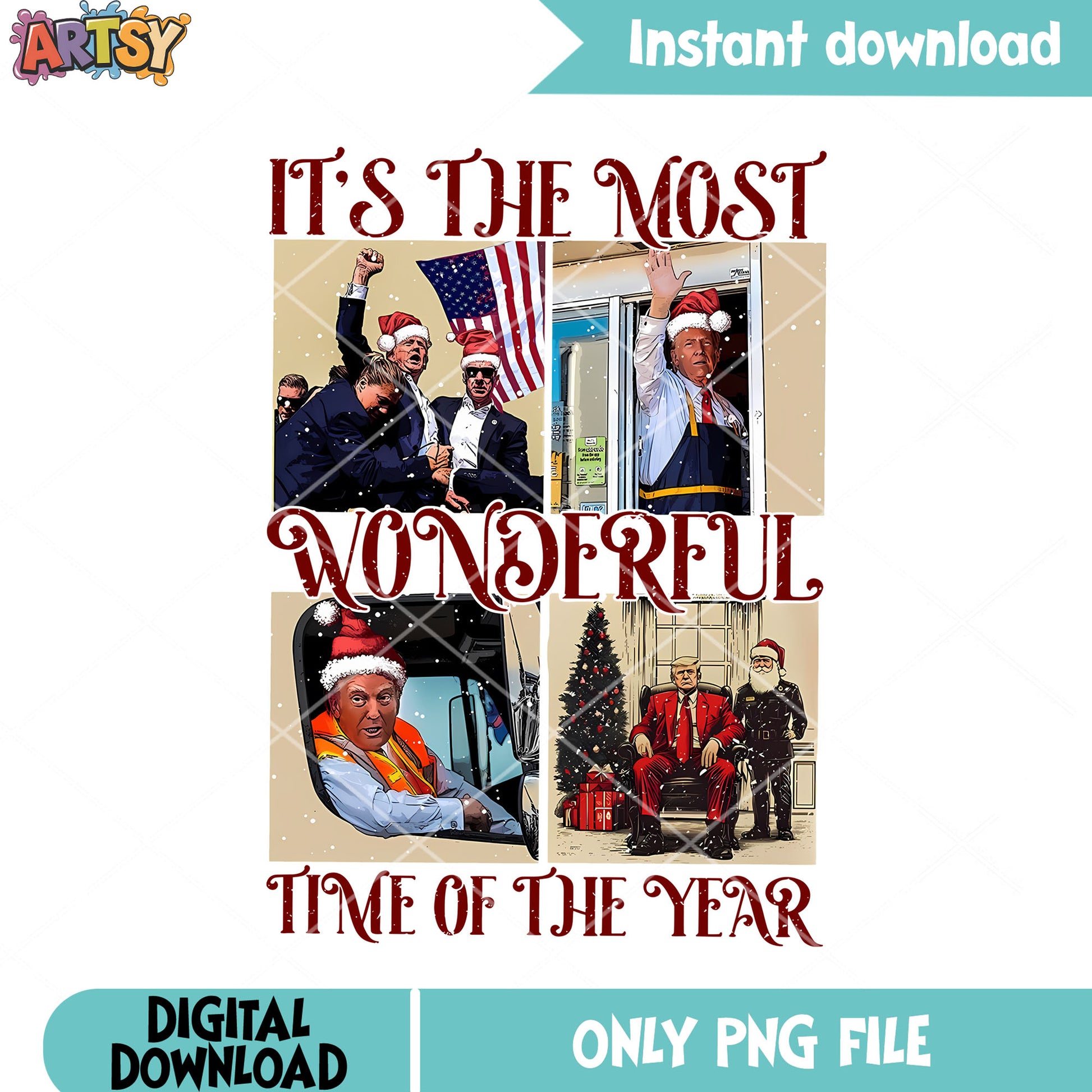 Its most wonderful png, trump christmas collage png, trump message png