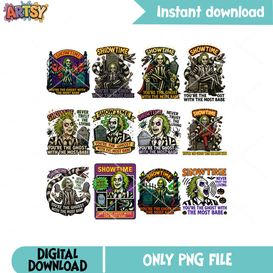 Its showtimes beetlejuice png bundle, beetlejuice halloween png