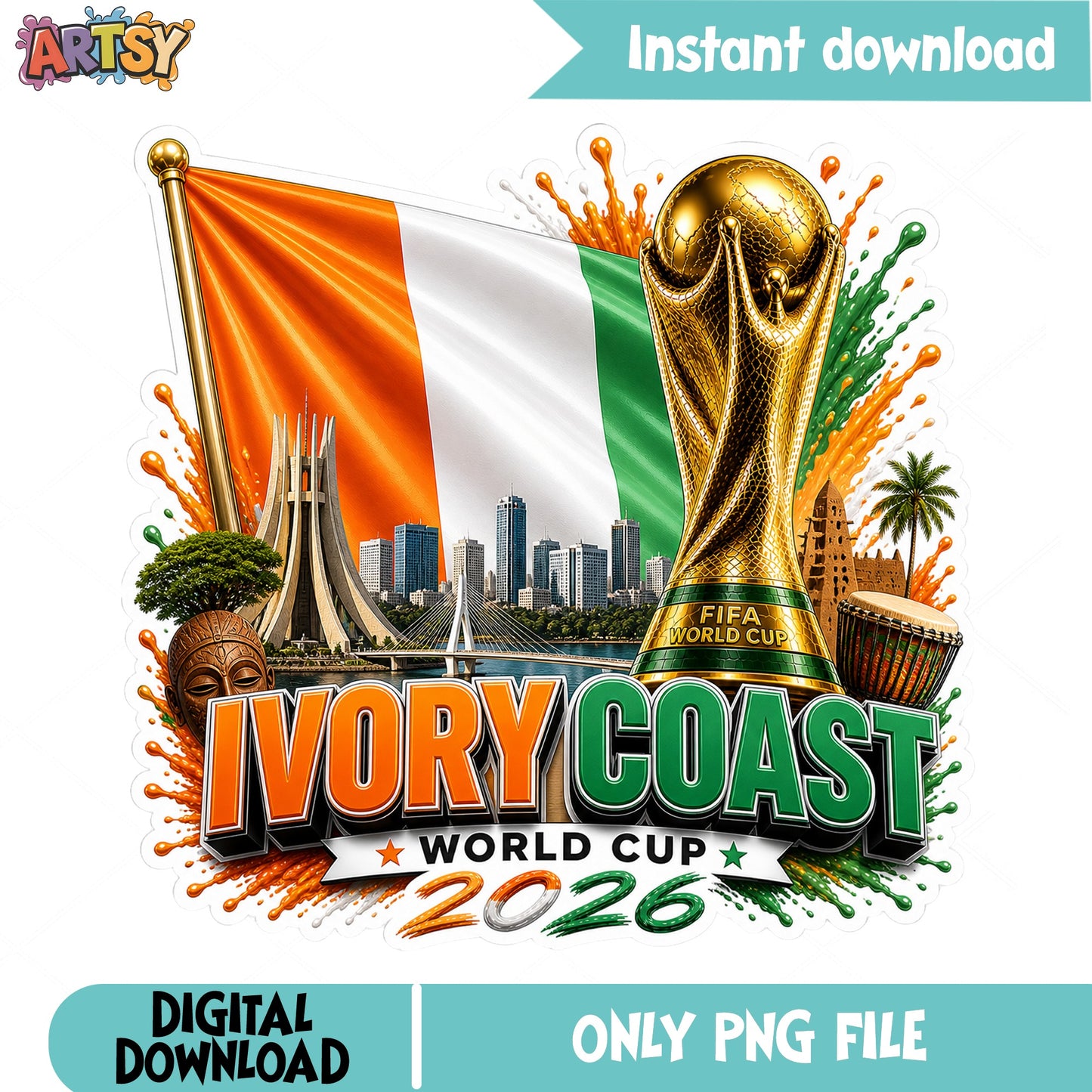 Ivory Coast World Cup 2026 PNG, Soccer Trophy PNG, Cote Divoire PNG