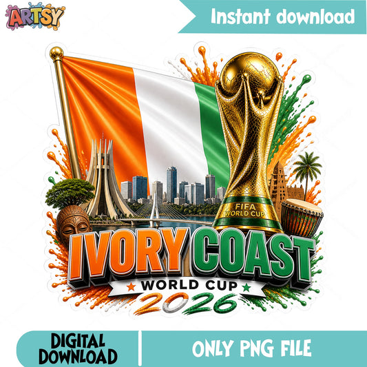 Ivory Coast World Cup 2026 PNG, Soccer Trophy PNG, Cote Divoire PNG
