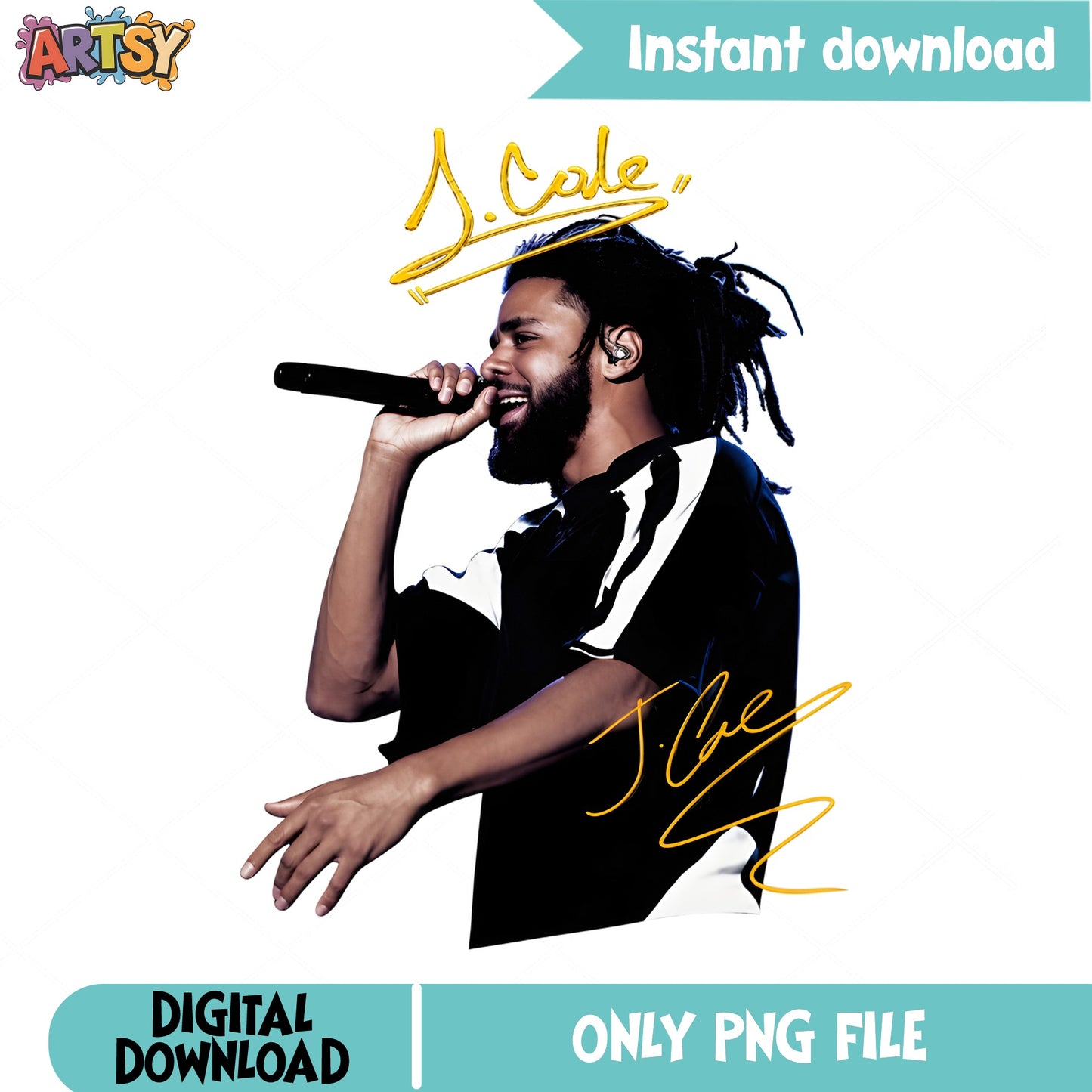 J Cole PNG, Rapper Signature Png, Hip Hop Music Fan PNG