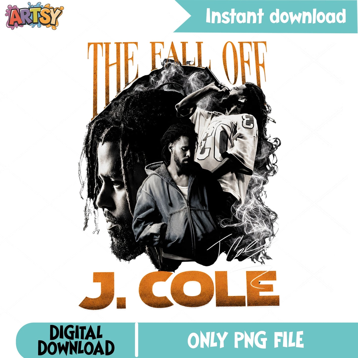 J Cole The Fall Off PNG, Rap Hip Hop PNG, Bootleg Shirt PNG